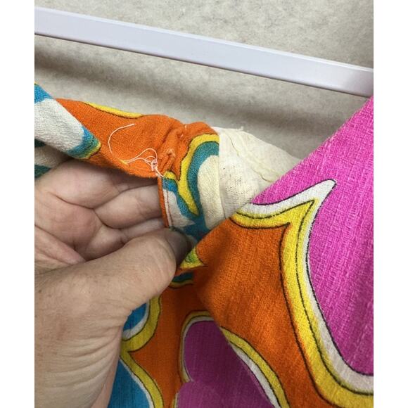 Vintage 60s Dress Malihini Hawaii Designer Collection Maxi Floral Hot Neon - Picture 6 of 15